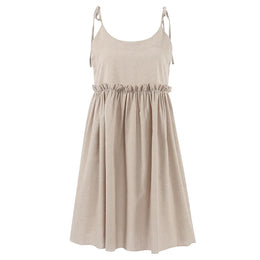 Vestido Curto em Linho com Atacadores