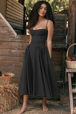 Vestido Midi Floral de Cintura Alta — Modelo A