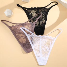 Tanga Floral Transparente de Cintura Baixa