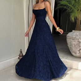 Vestido Comprido de Chiffon com Costas Descobertas