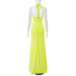 Vestido Comprido com Decote Halter e Costas Descobertas — Bordô