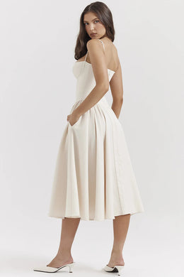 Vestido Midi Floral de Cintura Alta — Modelo A