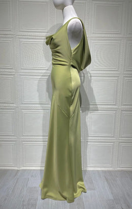 Vestido Comprido de Cetim com Costas Descobertas