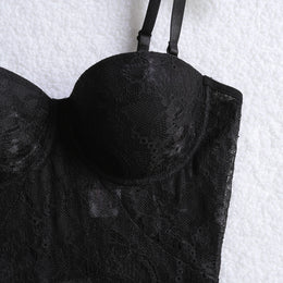 Vestido Comprido de Lingerie em Renda e Tule