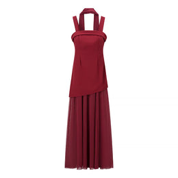 Vestido Comprido em Tule com Laços