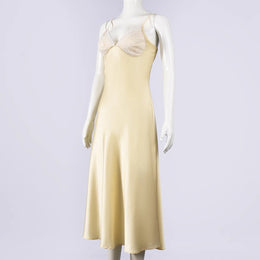 Vestido Comprido de Cetim com Renda