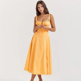 Vestido Midi com Corpete e Atacadores
