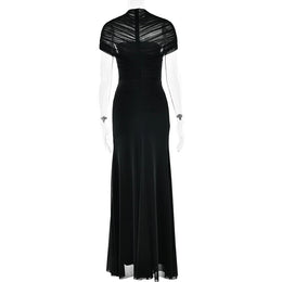 Vestido Comprido Franzido em Tule