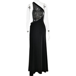 Vestido Comprido de Um Ombro com Costas Descobertas