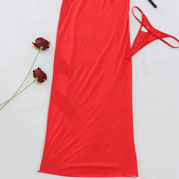 Vestido Comprido com Decote Halter e Costas Descobertas — Vermelho
