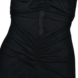 Vestido Comprido Franzido em Tule