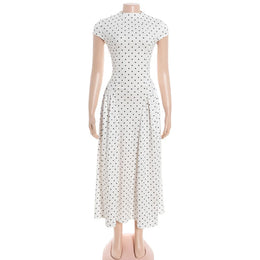 Vestido Comprido Vintage de Bolas sem Mangas