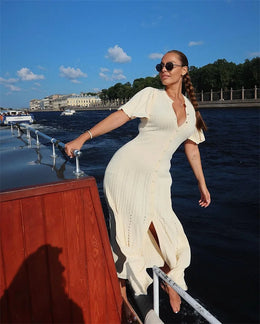 Vestido Midi de Malha com Botões