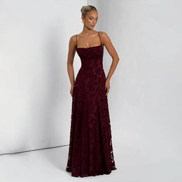 Vestido Comprido de Chiffon com Costas Descobertas