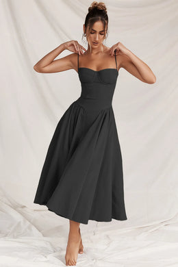 Vestido Midi Floral de Cintura Alta — Modelo B