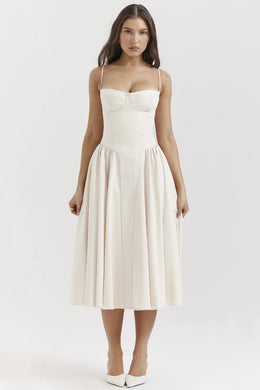 Vestido Midi Floral de Cintura Alta — Modelo B