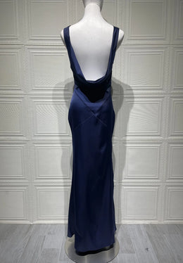 Vestido Comprido Acetinado com Costas Descobertas — Amarelo