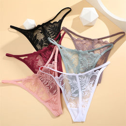 Tanga Floral Transparente de Cintura Baixa