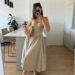 Vestido Midi Floral com Corpete — Rosa
