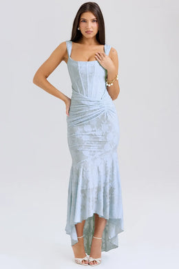 Vestido Comprido sem Alças com Corpete Jacquard