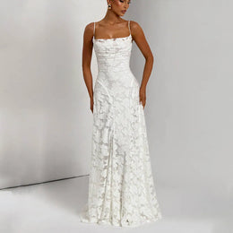 Vestido Comprido de Chiffon com Costas Descobertas