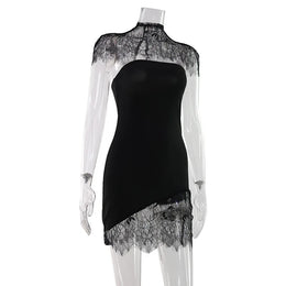 Vestido Curto de Renda com Gola Alta — Modelo B