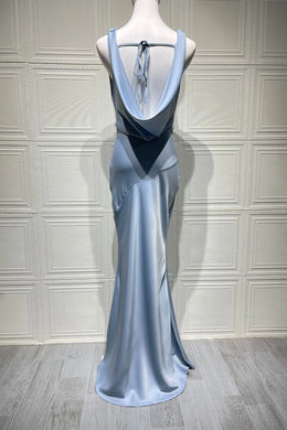 Vestido Comprido de Cetim com Costas Descobertas