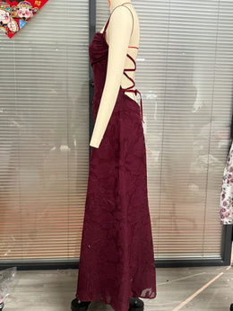 Vestido Comprido de Chiffon com Costas Descobertas