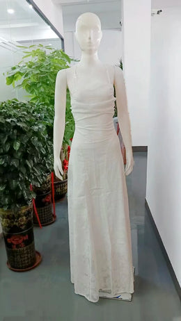 Vestido Comprido de Chiffon com Costas Descobertas