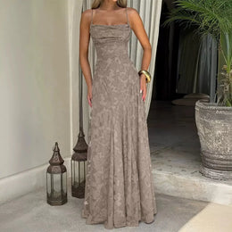 Vestido Comprido de Chiffon com Costas Descobertas