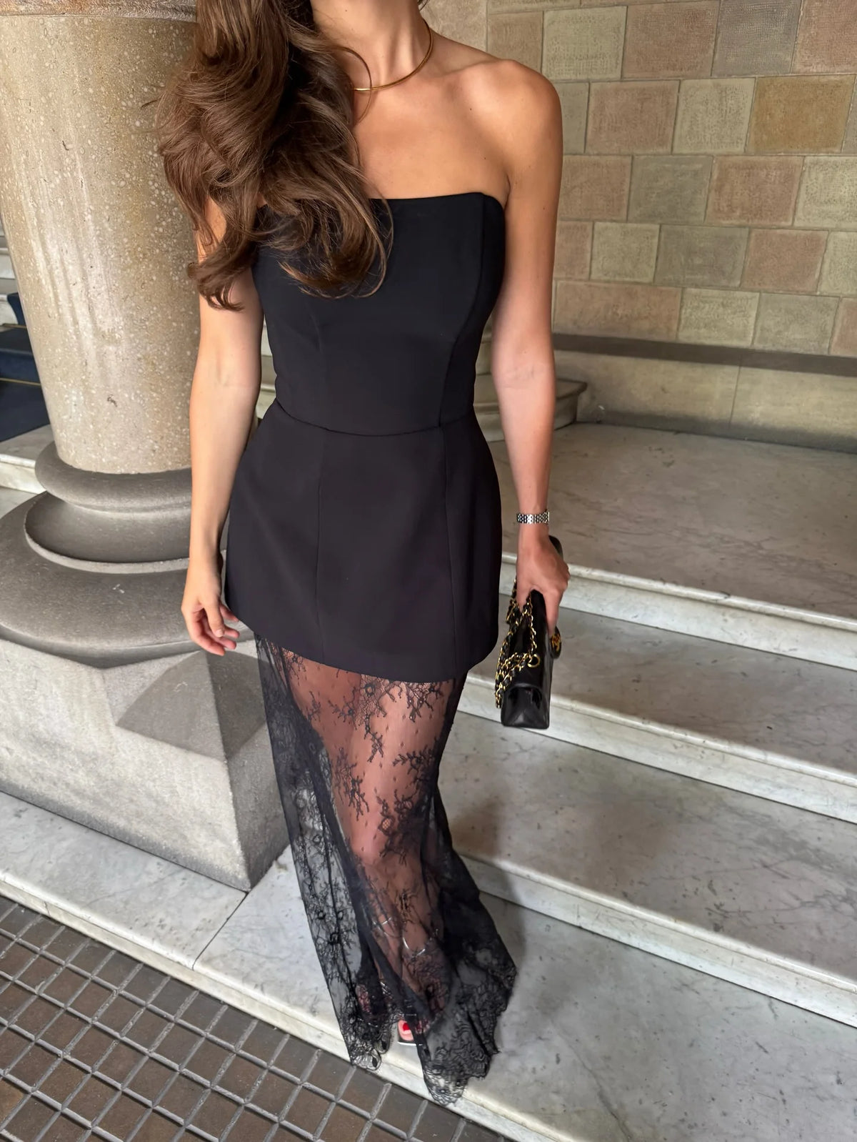 Vestido Comprido de Renda — 2 Peças