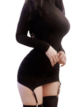 Vestido Curto de Renda com Gola Alta — Modelo C