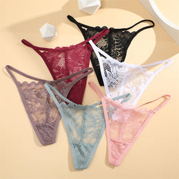Tanga Floral Transparente de Cintura Baixa