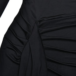 Vestido Comprido de Malha com Gola Alta e Ombreiras
