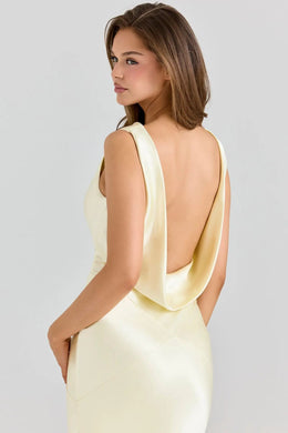 Vestido Comprido Acetinado com Costas Descobertas — Amarelo