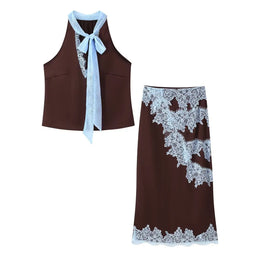 Conjunto de Renda com Blusa e Saia