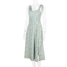 Vestido Midi Floral com Corpete e Bolsos