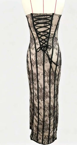 Vestido Comprido de Renda com Corpete