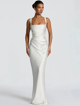 Vestido Comprido sem Alças com Corpete