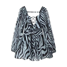 Vestido Curto Leopardo com Folhos e Cinto