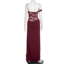 Vestido Comprido de Um Ombro com Renda