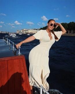Vestido Midi de Malha com Botões