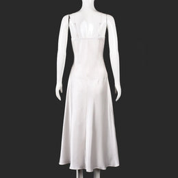 Vestido Comprido de Cetim com Renda