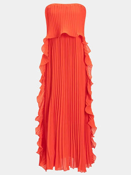 Vestido Comprido sem Alças com Folhos