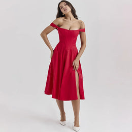 Vestido Midi Floral com Corpete e Bolsos