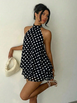Vestido Curto de Chiffon com Decote Halter