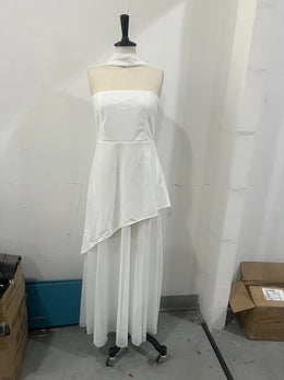 Vestido Comprido sem Alças com Tule