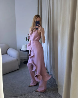 Vestido Midi Plissado com Decote Halter
