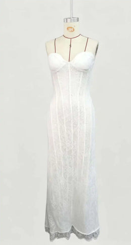Vestido Comprido de Renda com Corpete
