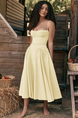 Vestido Midi Floral de Cintura Alta — Modelo B